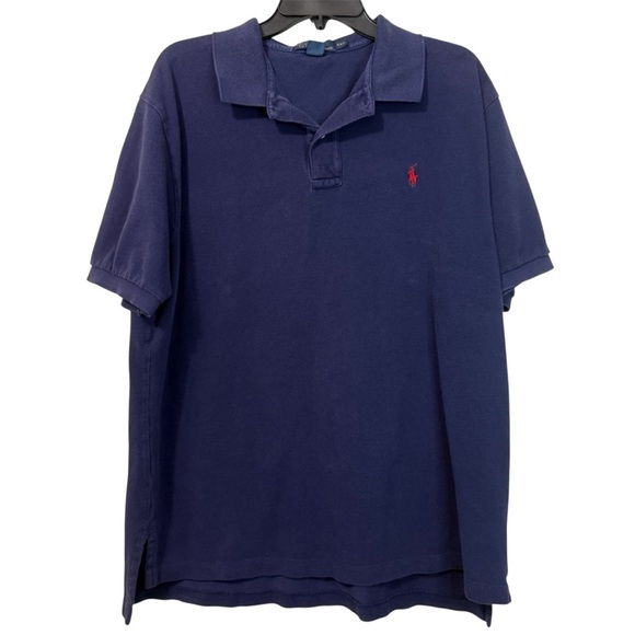 Vintage 90s Polo by Ralph Lauren Men's Deep Blue Polo Shirt - Picture 1 of 5
